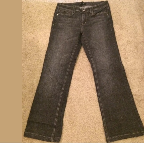 WHBM Boot Leg Denim Jeans Embossed Pocket Black - Picture 2 of 7